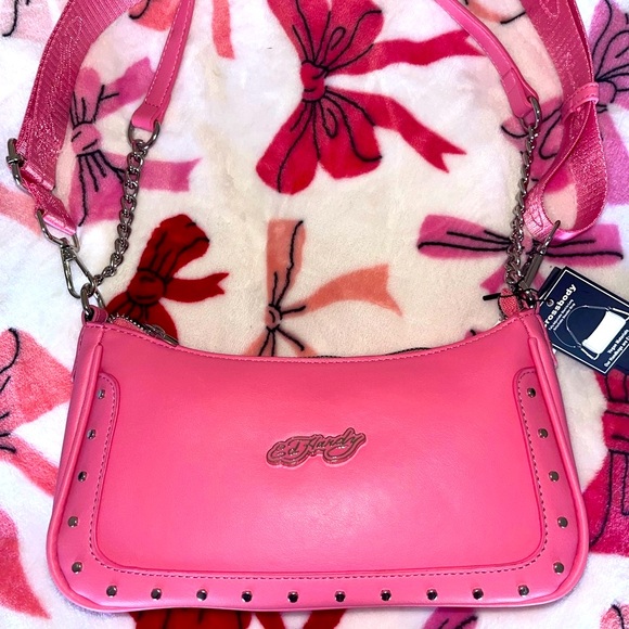 Sold - NEW Pink Ed Hardy Bag With Studs 💖 - Picture 8 of 10